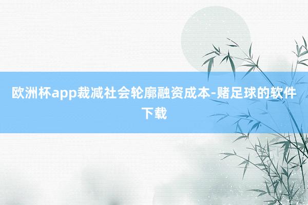 欧洲杯app裁减社会轮廓融资成本-赌足球的软件下载