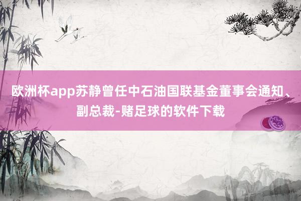 欧洲杯app苏静曾任中石油国联基金董事会通知、副总裁-赌足球的软件下载