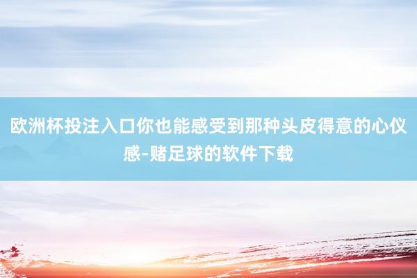 欧洲杯投注入口你也能感受到那种头皮得意的心仪感-赌足球的软件下载