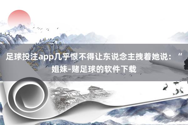 足球投注app几乎恨不得让东说念主拽着她说：“姐妹-赌足球的软件下载