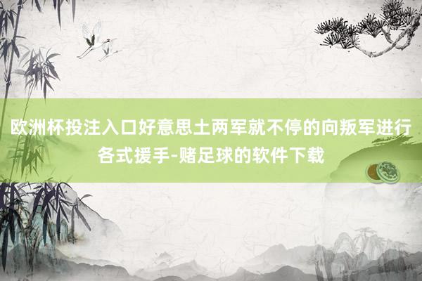 欧洲杯投注入口好意思土两军就不停的向叛军进行各式援手-赌足球的软件下载
