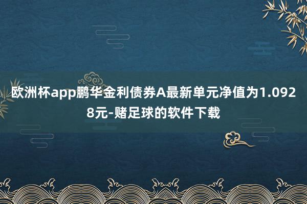 欧洲杯app鹏华金利债券A最新单元净值为1.0928元-赌足球的软件下载