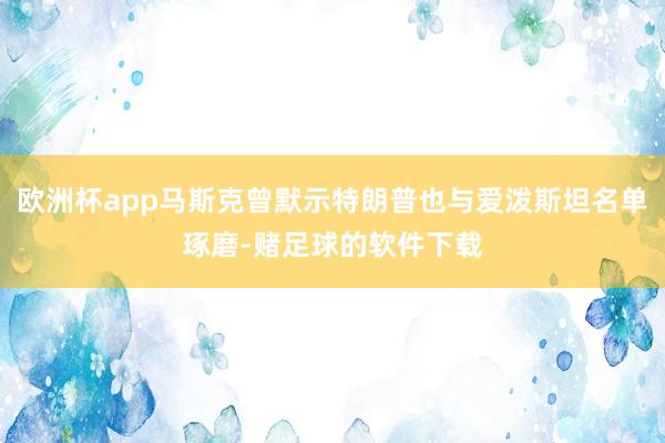 欧洲杯app马斯克曾默示特朗普也与爱泼斯坦名单琢磨-赌足球的软件下载