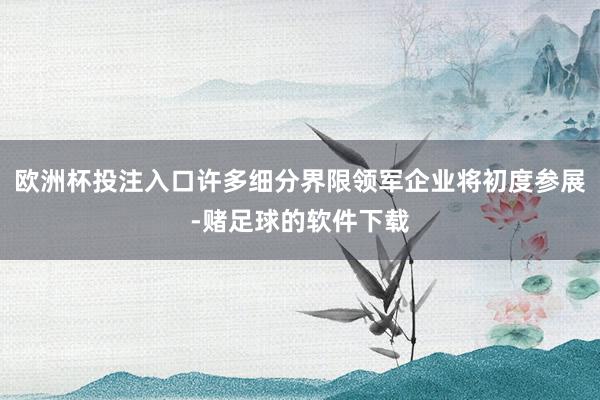 欧洲杯投注入口许多细分界限领军企业将初度参展-赌足球的软件下载