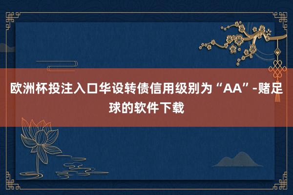 欧洲杯投注入口华设转债信用级别为“AA”-赌足球的软件下载